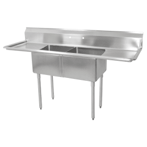 416-E2S8162012T18 68" 2 Compartment Sink w/ 16"L x 20"W Bowl, 12" Deep
