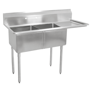 416-E2S81812R18 56 1/2" 2 Compartment Sink w/ 18"L x 18"W Bowl, 12" Deep