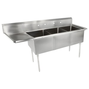 416-E3S82414L24 98 1/2" 3 Compartment Sink w/ 24"L x 24"W Bowl, 14" Deep
