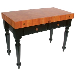 416-RNLR05 Le Rustica Table, 4" Thick End Grain Cherry Block, Black Base, 48 x 24"