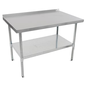 416-UFBLG9630 96" 18 ga Work Table w/ Undershelf & 430 Series Stainless Top, 1 1/2" Backsplash