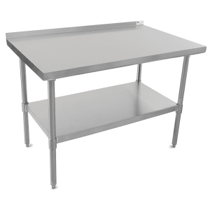 416-UFBLS6030 60" 18 ga Work Table w/ Undershelf & 430 Series Stainless Top, 1 1/2" Backsplash