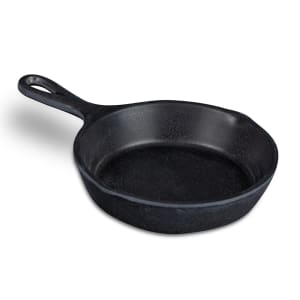 701-MFP5B 5" Round Illogical Faux Cast Iron Fry Pan w/ Handle - Melamine, Black