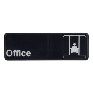 370-S3923BK Office Sign - 3" x 9", White on Black