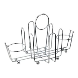 080-WH1 4 Compartment Rectangular Condiment Caddy - Chrome Plated Wire
