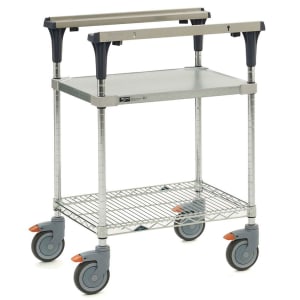 001-MS1824FGBR 2 Level Mobile PrepMate® MultiStation w/ Solid/Wire Shelving - 26"L x 19 2/5"W x 39 1/8"H