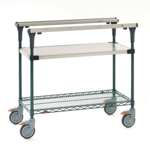 001-MS1824FSNK 2 Level Mobile PrepMate® MultiStation w/ Solid/Wire Shelving - 26"L x 19 2/5"W x 39 1/8"H