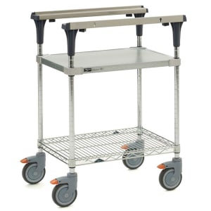 001-MS1836FGBR 2 Level Mobile PrepMate® MultiStation w/ Solid/Wire Shelving - 38"L x 19 2/5"W x 39 1/8"H