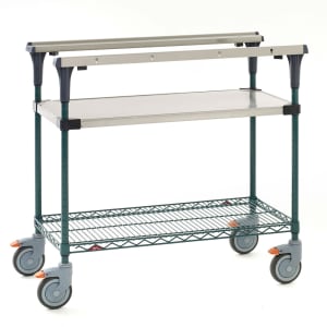 001-MS1836FSNK 2 Level Mobile PrepMate® MultiStation w/ Solid/Wire Shelving - 38"L x 19 2/5"W x 39 1/8"H