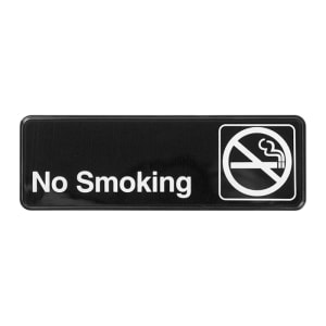 080-SGN310 Information NO SMOKING Sign w/ Symbol, 3 x 9", Black