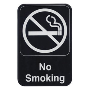 080-SGN601 6" X 9" Sign - No Smoking - White Imprint on Black