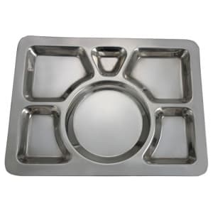 080-SMT1 Stainless Rectangular Tray w/ (6) Compartments, 15 1/2" x 11 1/2"