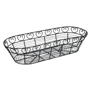 080-WBKG15 Oblong Bread/Fruit Basket, 15 x 6 1/2" X 3"H, Black Wire
