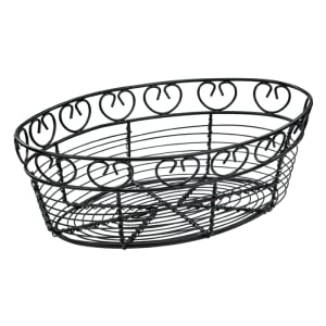 080-WBKG10O Oval Bread/Fruit Basket, 10 x 6 1/2 x 3"H, Black Wire
