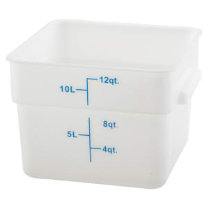080-PESC12 12 qt Square Food Storage Container, Polypropylene, White