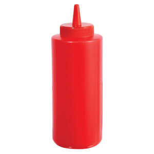 080-PSB12R 12 oz Plastic Squeeze Bottle, Red
