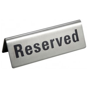 080-RVS4 Reserved Table Tent Sign - 4 3/4" x 1 3/4", Stainless