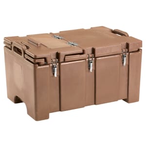 144-100MPCHL157 Camcarriers® Insulated Food Carrier - 40 qt w/ (1) Pan Capacity, Hinged Lid, Beige