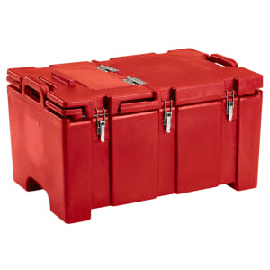 144-100MPCHL158 Camcarriers® Insulated Food Carrier - 40 qt w/ (1) Pan Capacity, Hinged Lid, Red