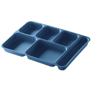 144-10146DCP414 Plastic Rectangular Tray w/ (6) Compartments, 9 15/16" x 13 15/16", Teal