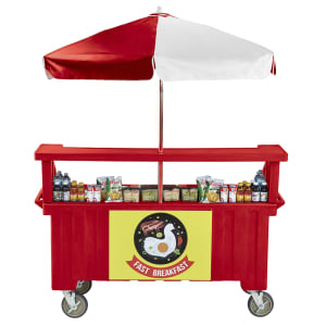 144-CVC724158 Food Cart w/ Cover & Cutting Board, 74 1/4"L x 31 3/4"W x 94"H, Red