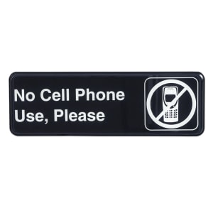 370-S3931BK No Cell Phone Use Sign - 3" x 9", White on Black