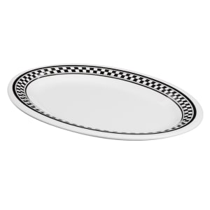284-OP950X 9 3/4" x 7 1/4" Oval Diamond Chexers Platter - Melamine, White