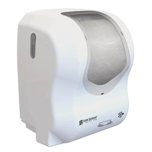 094-T7470WHCL Wall Mount Touchless Roll Paper Towel Dispenser - Plastic, White/Clear