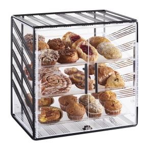 151-411213 3 Tier Full Servive Pastry Display Case w/ Acrylic Windows, Wire, Black