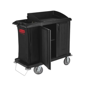 007-FG619200BLA Compact Housekeeping Cart w/ Vacuum Holder, 49"L x 22"W x 50"H, Bl...