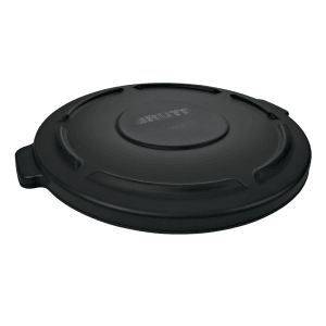007-1867532 Round Flat Trash Can Lid - Plastic, Black