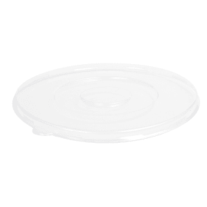 957-42RBFL 8" Round Disposable Flat Lid for Round Bowls - PETE Plastic, Clear
