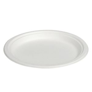 957-42RP09 9" Round Disposable Plate - Baggase, White