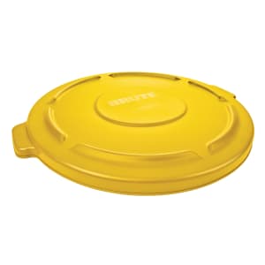 007-2631Y Round Flat Top Trash Can Lid - Plastic, Yellow