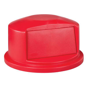007-263788R Round Dome Trash Can Lid - Plastic, Red