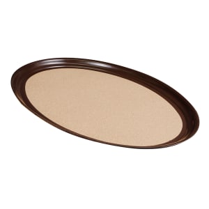 175-86334 Oval Cork-Lined Serving Tray - 23x28", Laminate, Brown