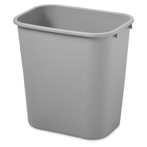 007-2956G 28 1/8 qt Rectangle Waste Basket - Plastic, Gray