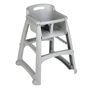 007-781408PL 29 3/4" Stackable Plastic High Chair w/ Waist Strap, Platinum