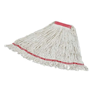 007-FGC11306WH00 Looped-End Large Wet Mop Head - 1" Headband, 4 Ply Cotton/Synthetic Blend, White