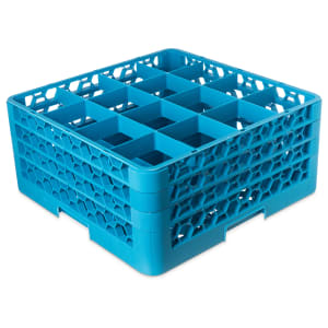 028-RG16314 OptiClean™ Glass Rack w/ (16) Compartments - (3) Extenders, Blue