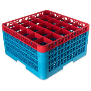028-RG254C410 OptiClean™ Glass Rack w/ (25) Compartments - (4) Extenders, Blue