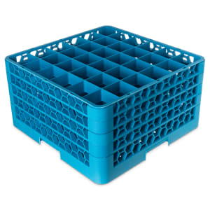 028-RG36414 OptiClean™ Glass Rack w/ (36) Compartments - (4) Extenders, Blue