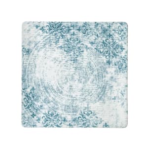 024-913152463073 9 1/2" Square Shabby Chic Plate - Coupe, Porcelain, Structure Blue