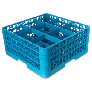028-RG9314 OptiClean™ Glass Rack w/ (9) Compartments - (3) Extenders, Blue