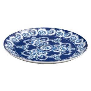 166-BLUP11 11" Round Melamine Dinner Plate, Blue/White