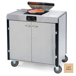 121-2075LTMAP 40 1/2" High Mobile Cooking Cart w/ 2 Induction Stove, Light Maple