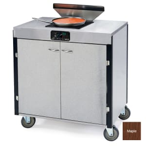 121-2075RMAP 40 1/2" High Mobile Cooking Cart w/ 2 Induction Stove, Red Maple