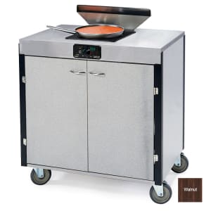 121-2075WAL 40 1/2" High Mobile Cooking Cart w/ 2 Induction Stove, Walnut