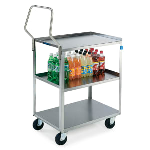 121-4322 3 Level Stainless Utility Cart w/ 300 lb Capacity, Raised Ledges