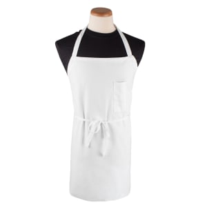 094-600BAWD Bib Apron w/ Pencil Pocket & Durable Self-Ties, 34" x 34", White